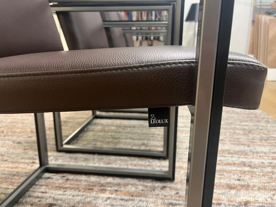 Image 1 of NIEUWSTAAT 4x Leolux Window Eetkamerstoel Leer