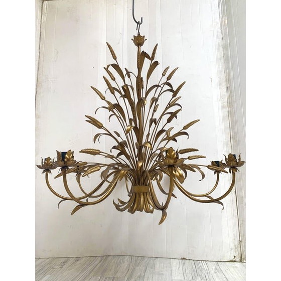 Image 1 of Florentine Art Brown And Gold Handmade Brushed Metal 8 Light Wrought Iron Chandelier, Made In Italy