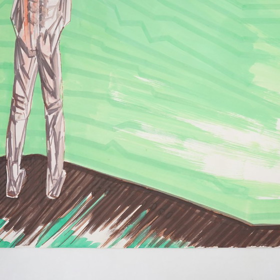 Image 1 of Mario Rossello, technique mixte sur papier, années 1970