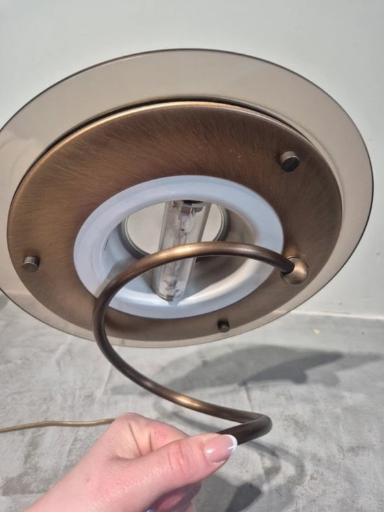 Image 1 of Steinhauer Postmodern UFO Table Lamp – Spiral Stem – Brass/Bronze – 1980s/90s