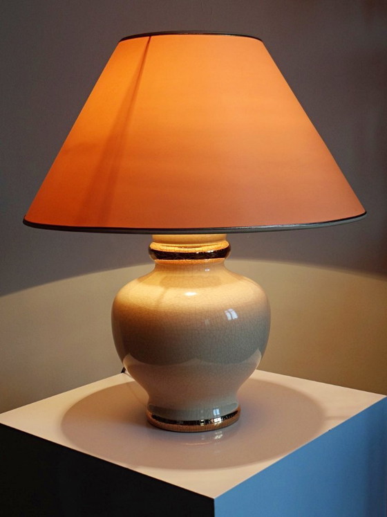 Image 1 of Vintage Panama "Dynasty" crackle-glazed earthenware lamp, Le Dauphin, 1980s-90s