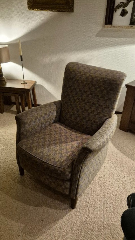 Vintage Designer Wingback Armchair with Oak Legs – Koekoek, Textile (photo 12 of 21)