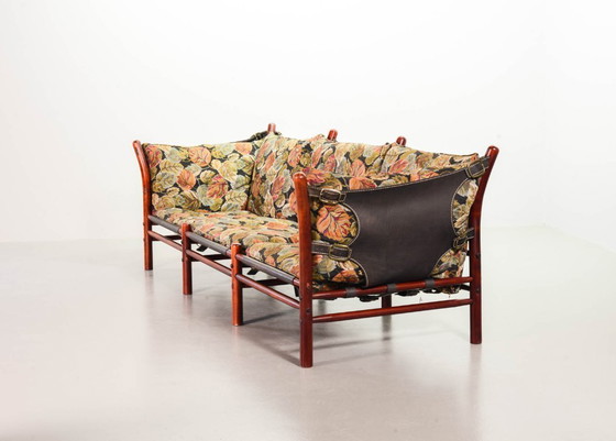 Image 1 of Beautiful Arne Norell 3-Seat ‘Ilona’ Rosewood Sofa for Arne Norell AB Aneby Möbler with Autumn Leaves Fabric Upholstery. Sweden.
