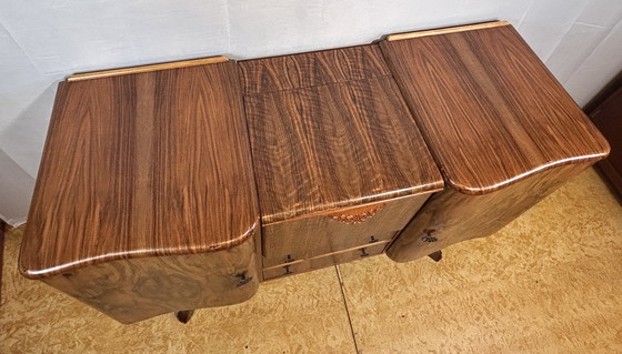 Image 1 of Art Deco Vintage Brocante Burr Walnut Cocktail Sideboard Bar 1930