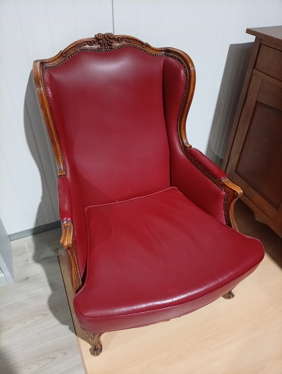 Image 1 of Vintage Fauteuil, Rood Leer