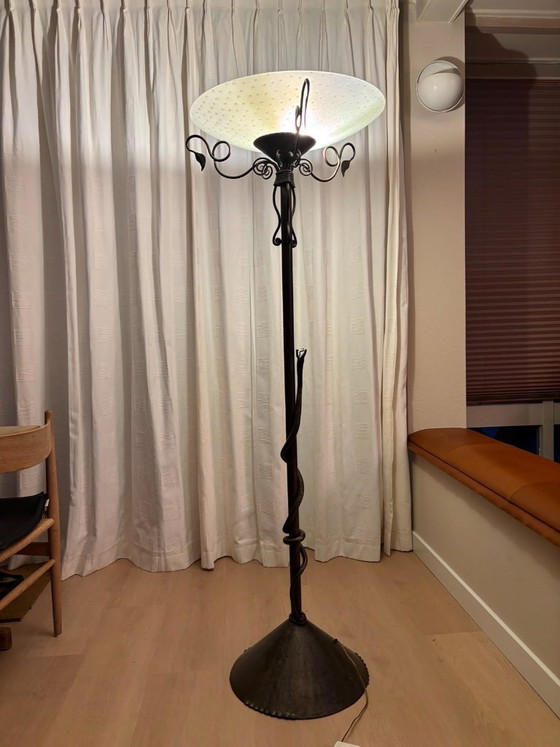 Lampadaire, lampe de table, finition Art nouveau, huilée à la main – Metal, Glass (photo 5 of 8)
