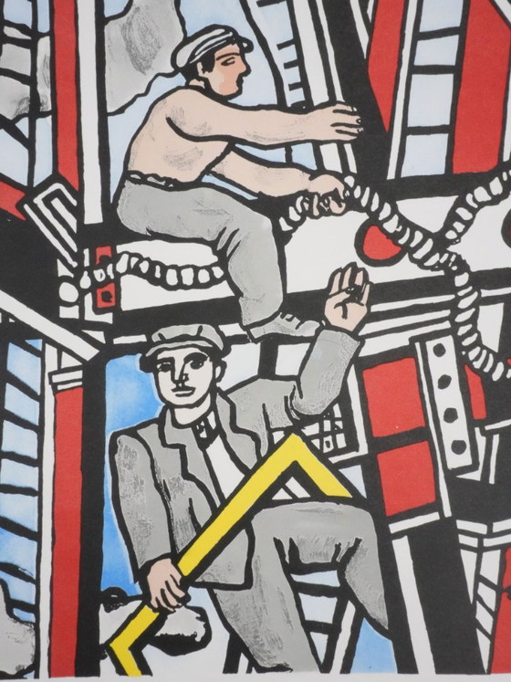 Fernand Leger : Les Constructeurs Saluant, Lithographie Signée – Lithographies et sérigraphies, Paper (photo 9 of 11)