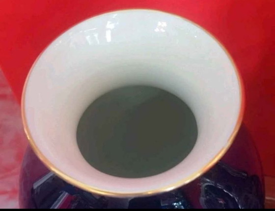 Image 1 of Cobalt blue Limoges porcelain vase