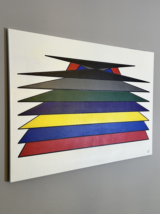 Image 1 of Painting Stacked Harmony (Geometric Abstract)