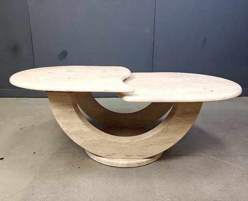 Vintage two tier travertine coffee table, 1970s