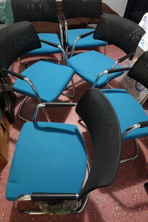 Sitland Chaises de salle à manger/conférence Vert de mer Chromé