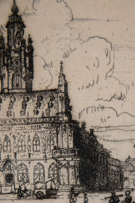 Image 1 of Jan Poortenaar – Historischer Rathausplatz – Radierung – signiert