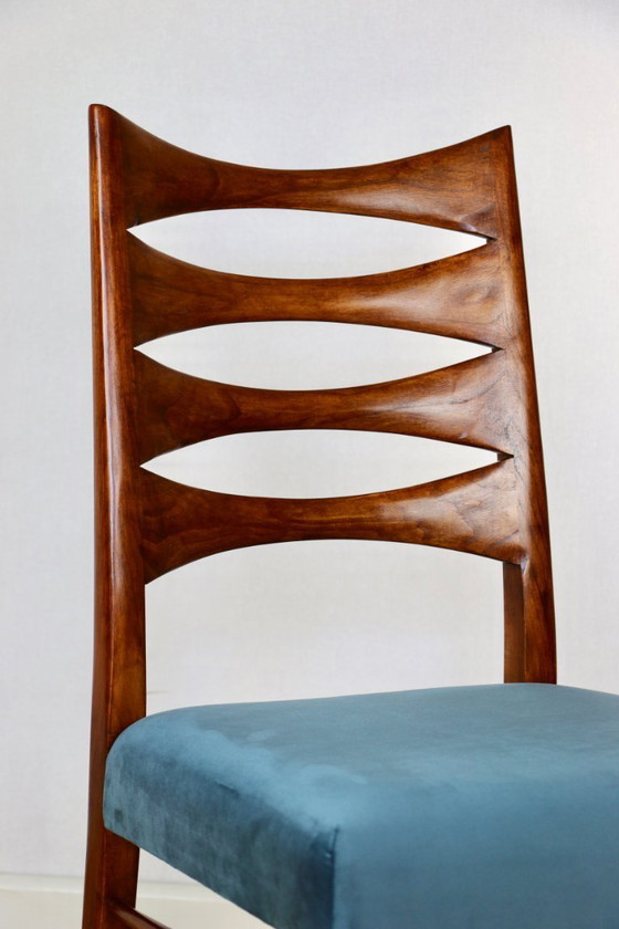 Image 1 of Danish vintage chairs blue turquoise vintage - set of 4 - great set
