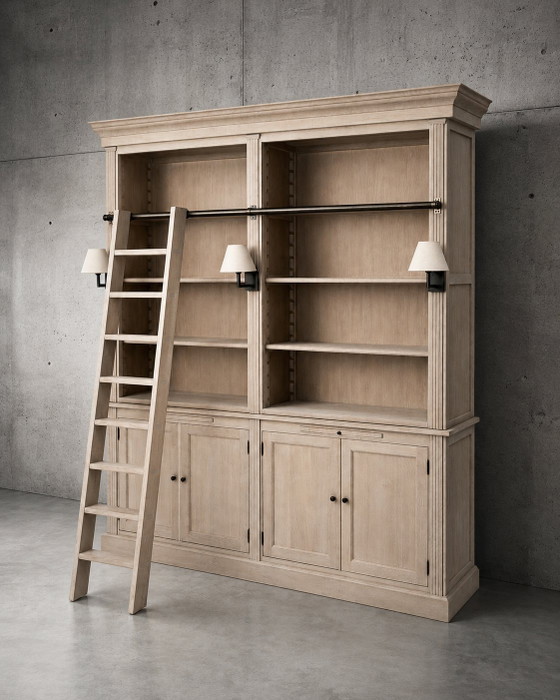 Armario biblioteca Charrell Home Interiors con escalera – 240 x 206 x 47 cm – Vitrinas (photo 2 of 5)