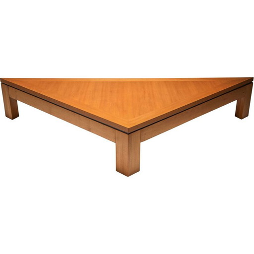 Mesa de centro triangular posmoderna de olmo, Francia, 1970