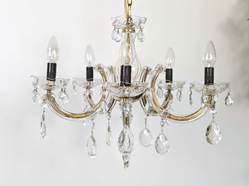 Antique French Chandelier with crystals Drops, 5 lights Baroque style dinning room chandelier