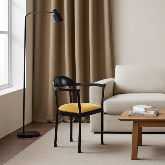 Image 1 of Seltenes IKEA Kaaro-Set aus 5 Sesseln mit gelben Stoffkissen, aus den 90er Jahren.