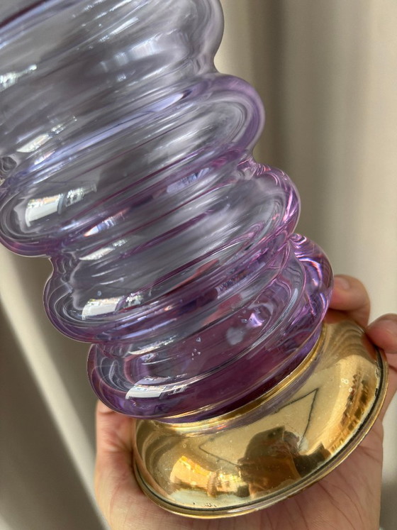 Vintage Italian Hand-Blown Amethyst Glass Vase With Brass Mounts – R. Frisina, Reggio Calabria (photo 11 of 12)