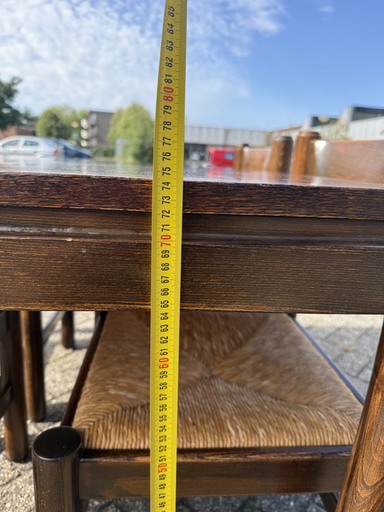 4x Vico Magistretti Eettafel Set – Eetkamerstoelen, Wood, Wicker (photo 14 of 14)