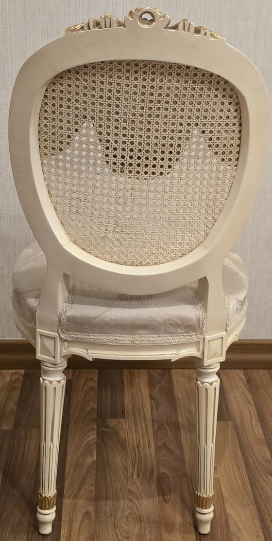 Image 1 of Grand Louis XVI Style Dining Suite: Large Oval Table & 10 Medallion Chairs (Solid Walnut)