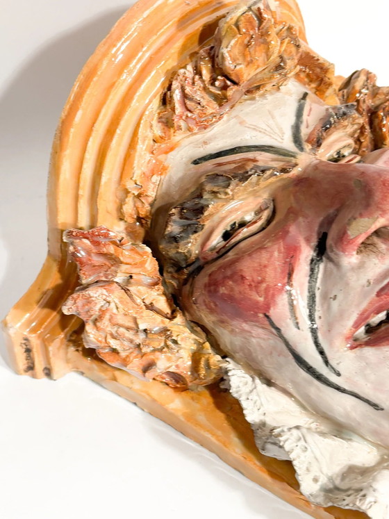 Grottaglie keramische wandplank uit de late 19e eeuw met masker – Decoratieve objecten, Ceramic (photo 5 of 10)