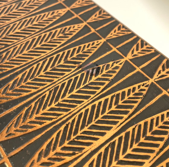 Image 1 of Tavolino vintage con piano in rame e gambe cromate