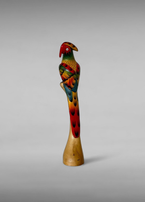 Image 1 of Scultura d'epoca in legno di balsa, pappagallo