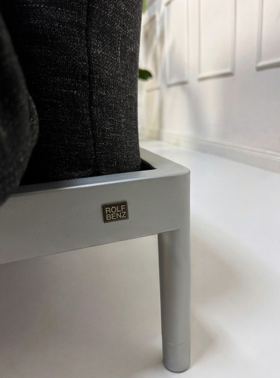Image 1 of Rolf Benz Plura 380 Sofá Stoff Grau Schwarz + Hocker Schlaffunktion