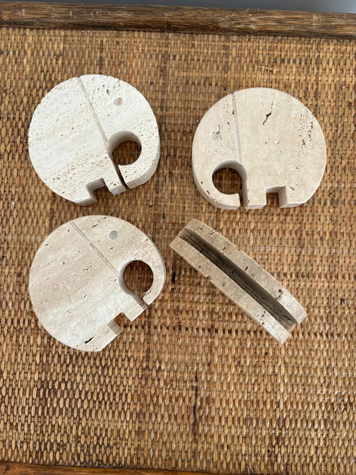 Set of 4 Travertine Elephants, Fratelli Mannelli, Italy, 1970s