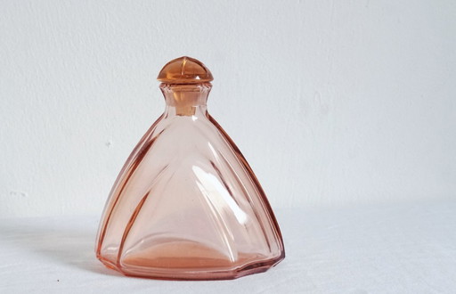 Vintage Art Deco Pink Rosalin Glass Decanter with Stopper | 1930s