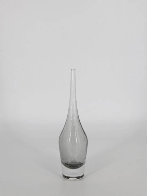 Skandinavische Vintage-Glasvase mit schmalem Hals, Schweden 1960