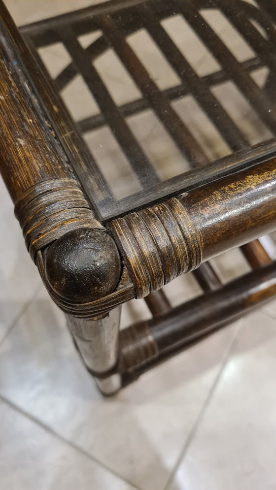 Image 1 of Tavolino da caffè/seduta Mid-Century, realizzato in rattan e bambù, degli anni '70