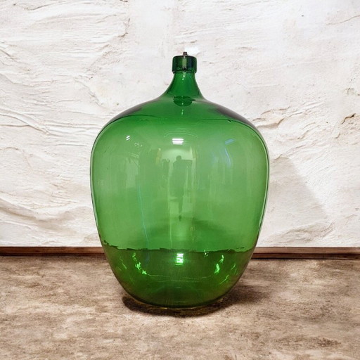 Vintage Emerald Green Glass Fermentation Bottle or Floor Vase 'Dame Jeanne'