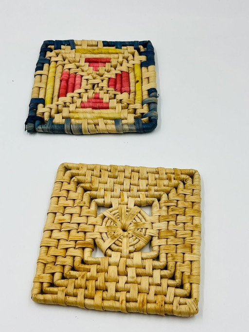 Pair of vintage braided fiber trivets