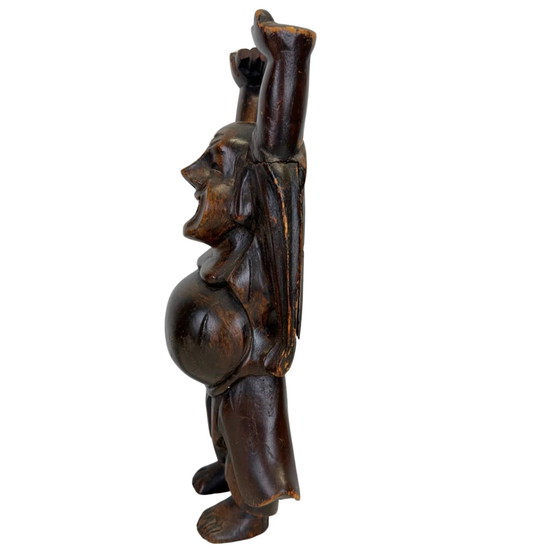 Budai Buddha che Ride in Legno – Diaspora Cinese / Sud-est Asiatico – Sculture, Wood (photo 3 of 6)
