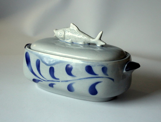 Image 1 of Schöner Alter Heringstopf Fischtopf aus Steingut - Vintage