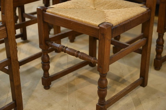 Set of 6 brutalist oak chairs from the 1950s. – Dining chairs (photo 6 of 15)
