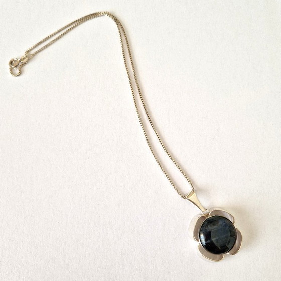 Kultaseppä Salovaara Finland - Silver pendant with labradorite and necklace - 60s – Decorative Objects (photo 7 of 7)
