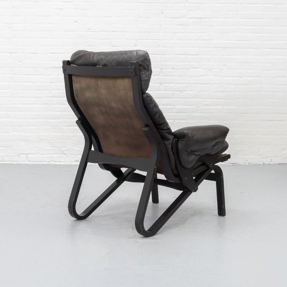 Image 1 of Sillón de cuero estilo escandinavo de los años 70