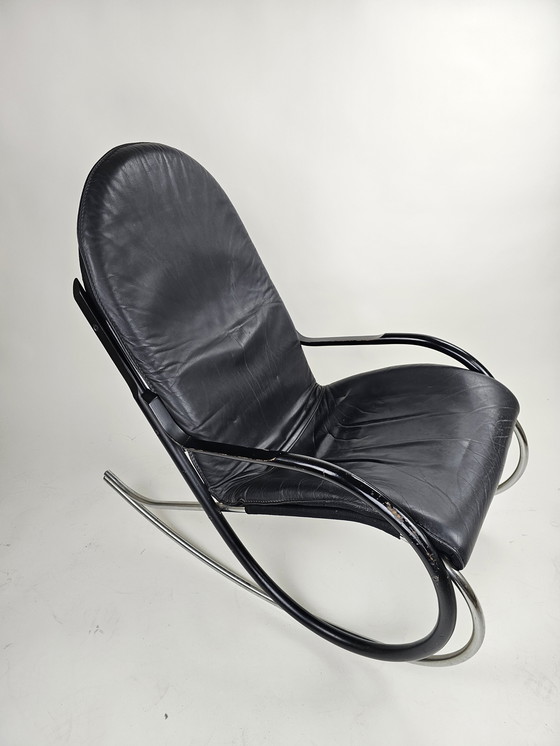 Image 1 of Two rocking chairs with 1 footstool design Paul Tuttle for Strässle model Nonna