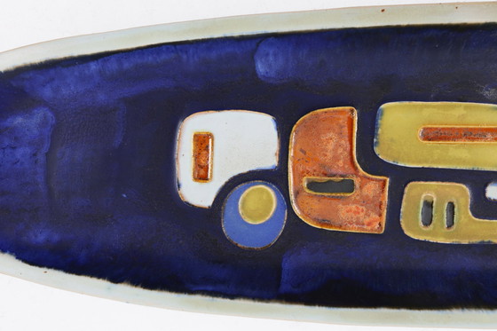 Image 1 of Cuenco alargado de cerámica esmaltada de mediados de siglo, Bélgica, década de 1960