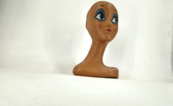 Image 1 of Vintage Twiggy-mannequinhoofd, jaren 70