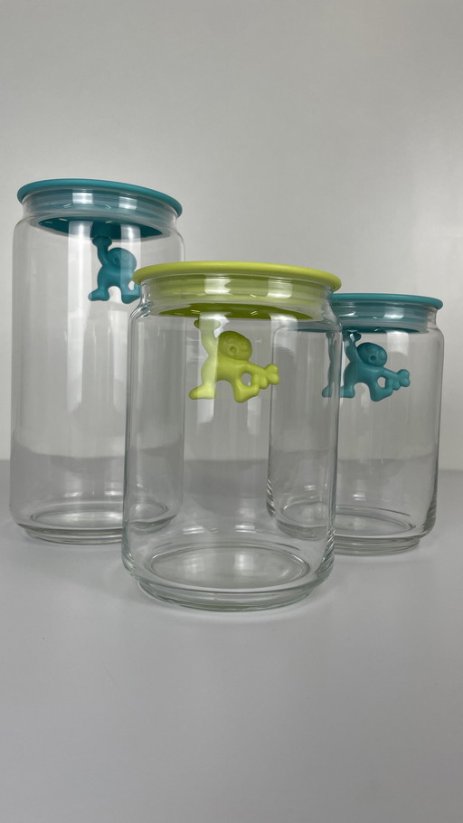 3 X pots en verre Alessi Design Gianni