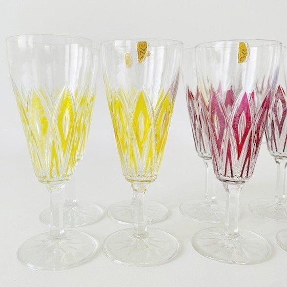 Image 1 of Ensemble de verres à champagne VMC France Reims Harlequin 1960s