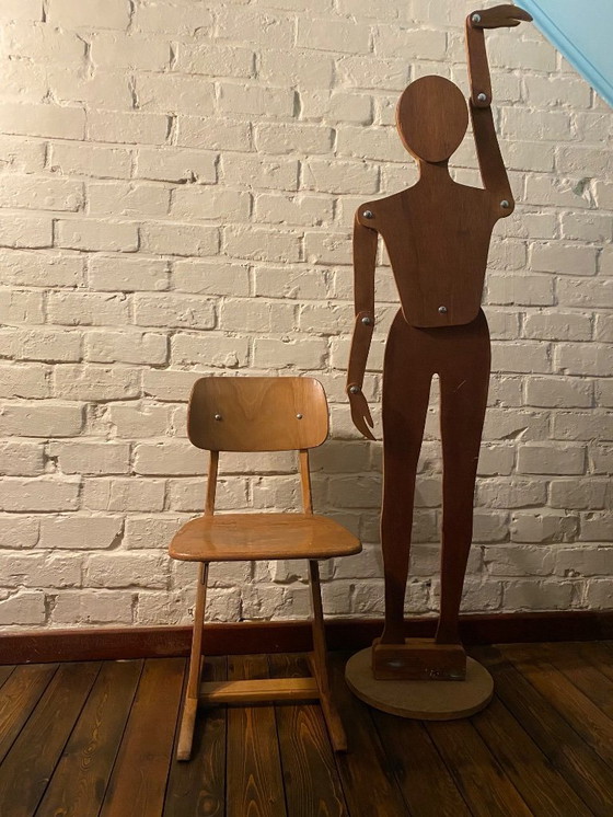 Image 1 of vintage houten schoolstoeltje casala