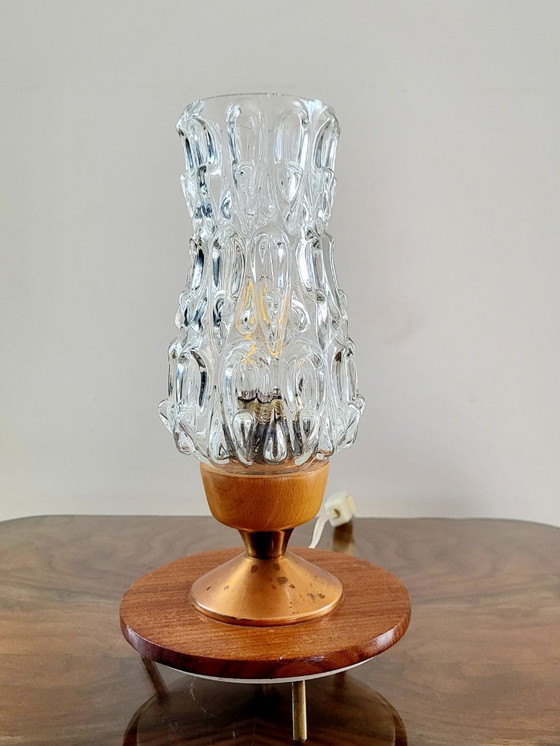 Image 1 of Vintage Table Lamp Tripod From The Sixties With Glass Lampshade