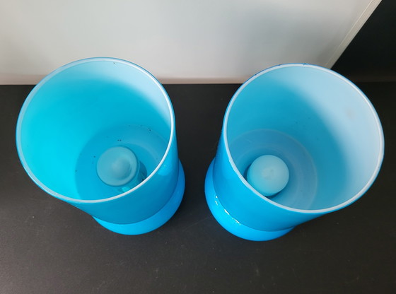 Image 1 of 2 lampes bleues Ikea Lykta vintage.