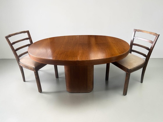 Image 1 of Mid Century Esstisch Nussbaum ausziehbar 140–260 cm | Vintage Design Tisch massiv Holz Alma Deutschland