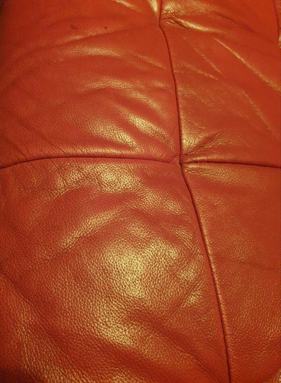 Image 1 of Vintage bankstel, imitatieleer, rood