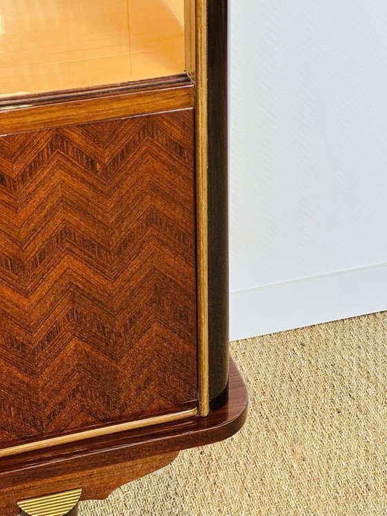 Image 1 of Art Deco vitrinekast van Macassar ebbenhout, 1950
